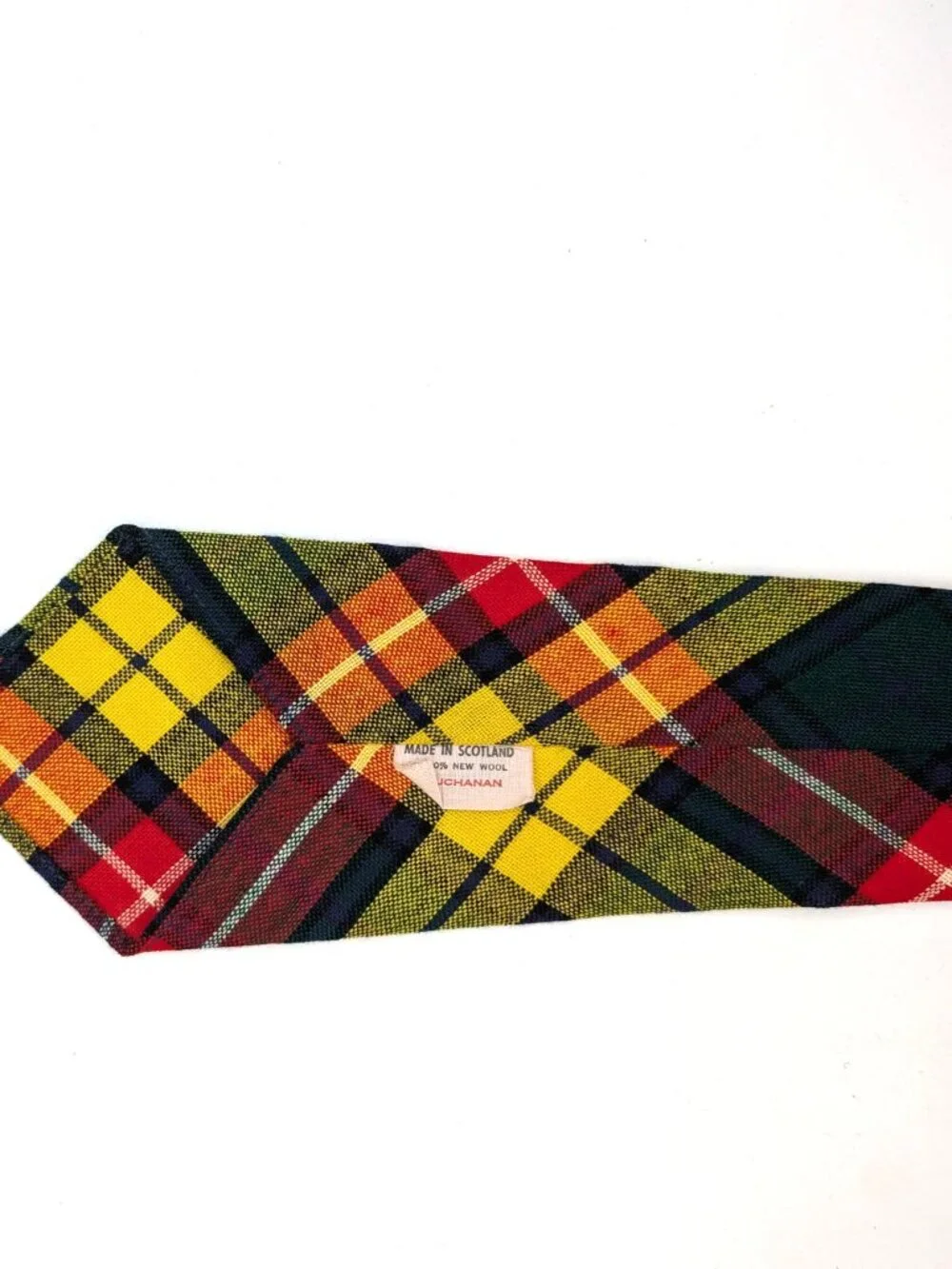 Buchanan Mens 100% Wool Necktie Scotland Designer Tartan Plaid Multi-Color EUC